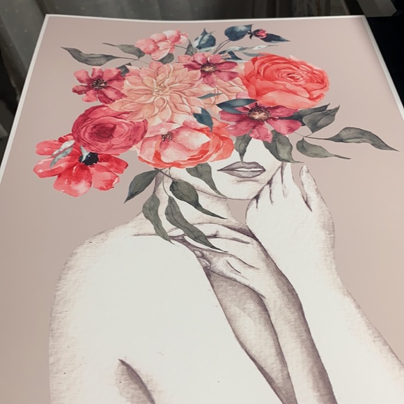 Watercolor Floral Woman Portrait Wall Art Illustration Print Poster Unframed - Picture 17 of 17